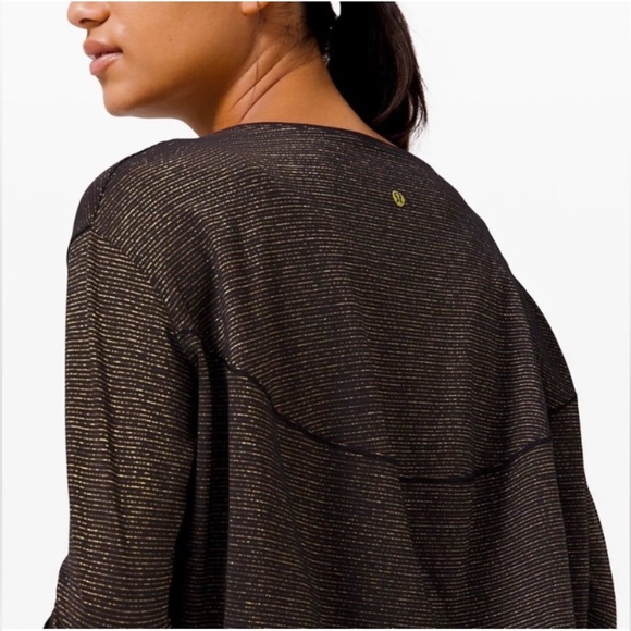 Lululemon Back In Action Long Sleeve Striped Gold Shine Size XS/S - Picture 2 of 8